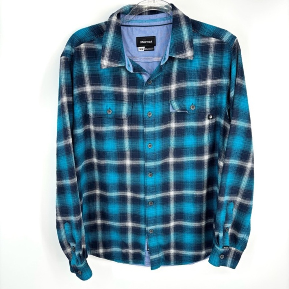 Marmot Jasper Midweight Flannel Long Sleeve Shirt
Size Medium Blue Cabincore